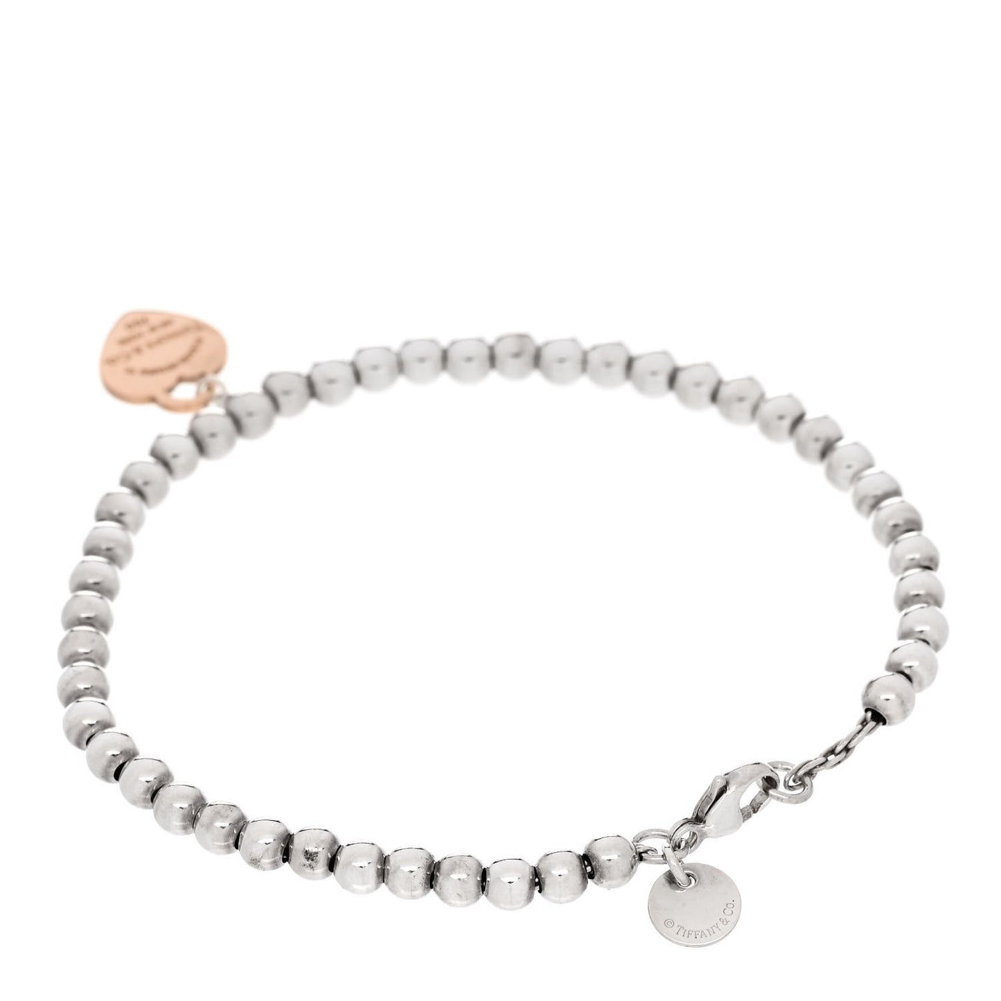 Sterling Silver 18K Rose Gold Return to Tiffany Heart Bead Bracelet