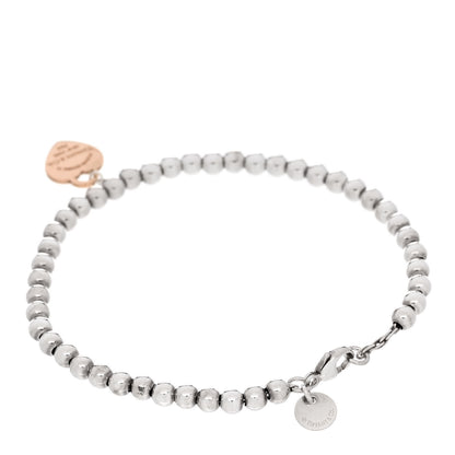 Tiffany Sterling Silver 18K Rose Gold Return to Tiffany Heart Bead Bracelet 2 of 6