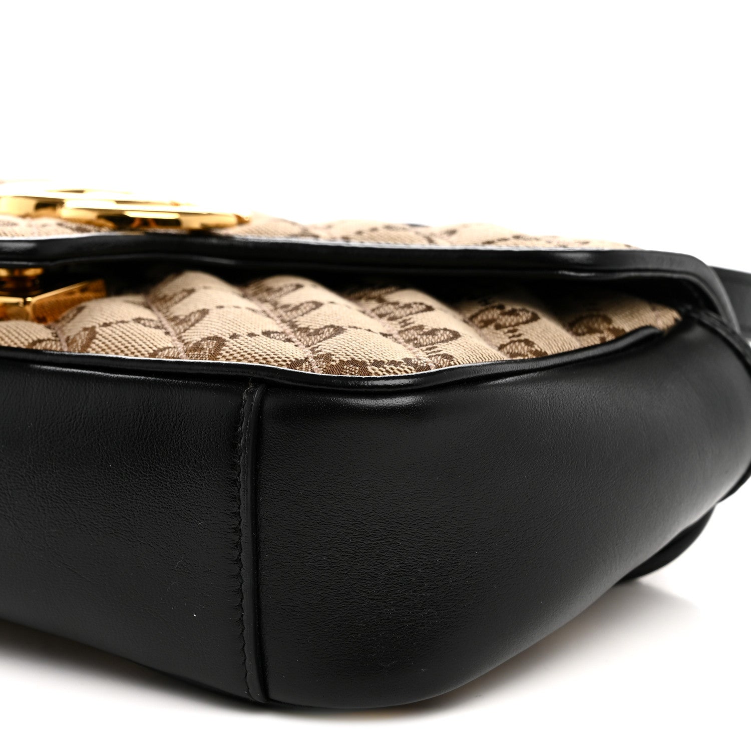 Gucci Monogram Matelasse Diagonal Mini GG Marmont Shoulder Bag Beige Black 10 of 11