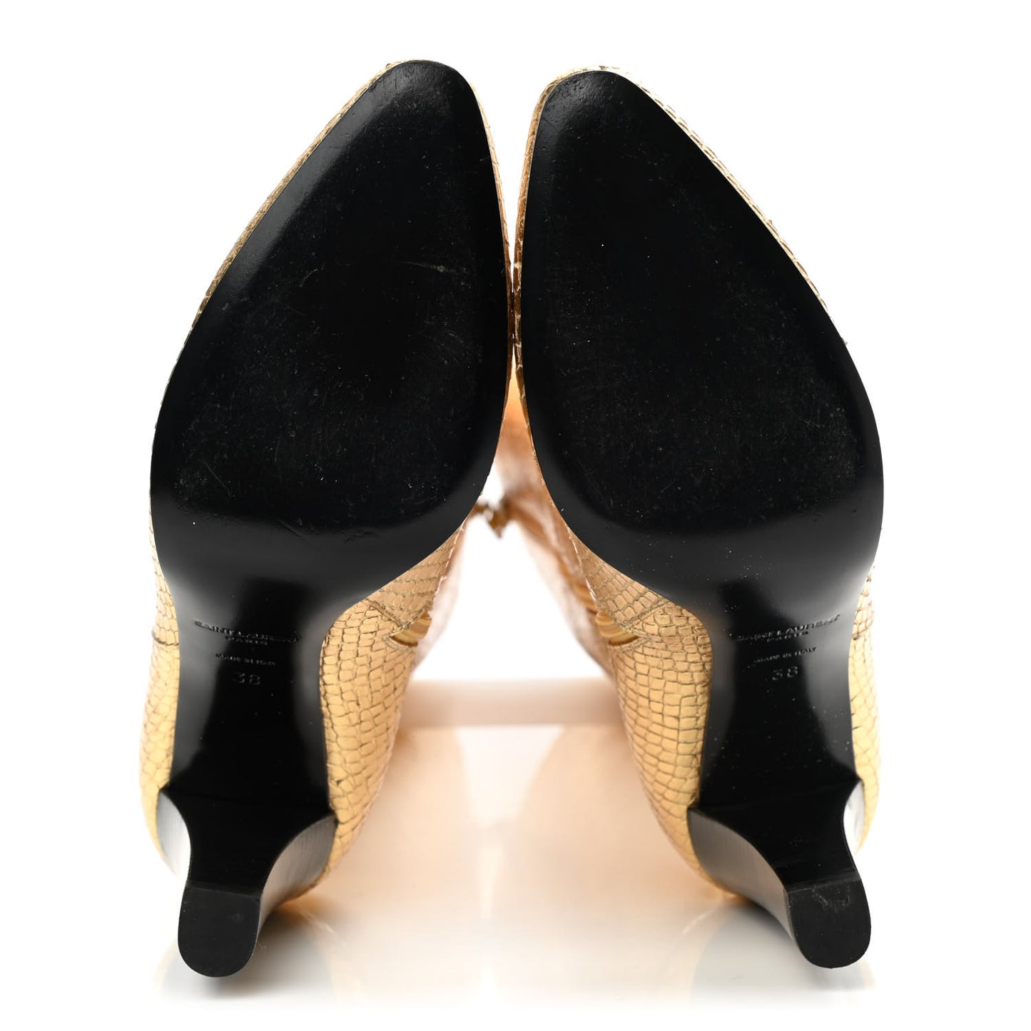 Metallic Calfskin Python Embossed Tall Boots 38 Gold