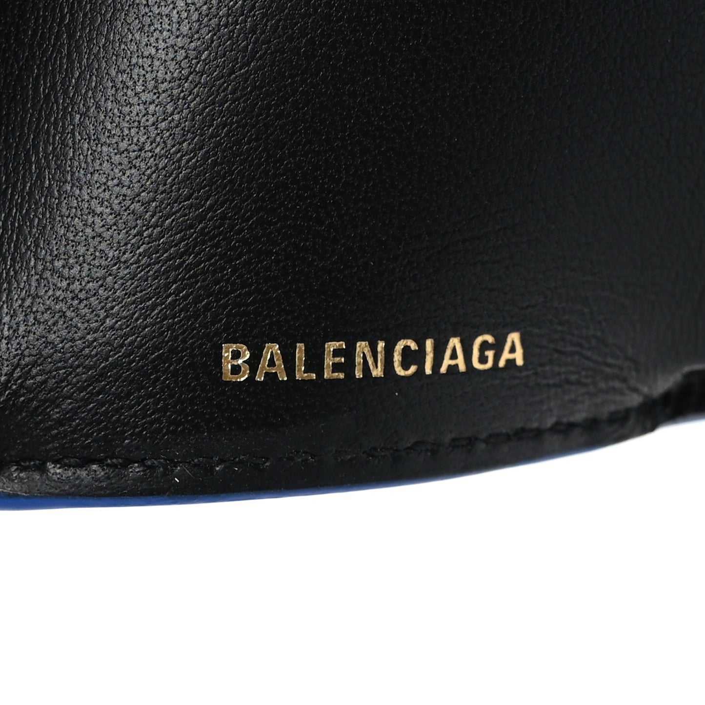 Signature Grained Calfskin Logo Mini Ville Wallet Blue
