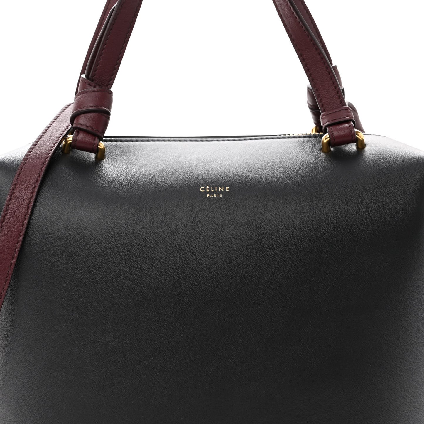 Lambskin Small Soft Cube Satchel Black Burgundy
