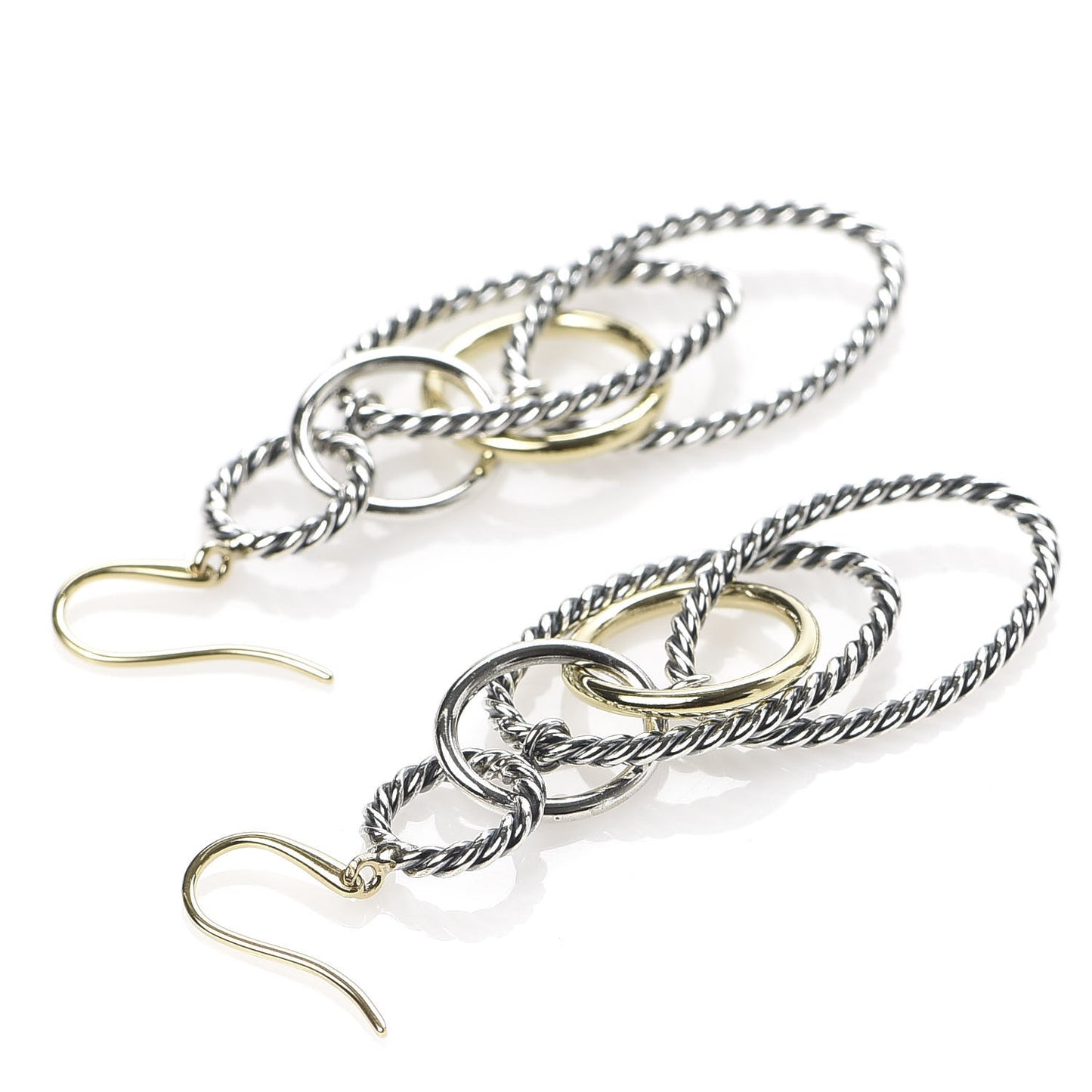 Sterling Silver 18K Yellow Gold Mobile Oval Drop Earrings