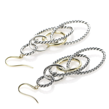 David Yurman Sterling Silver 18K Yellow Gold Mobile Oval Drop Earrings 3 of 4