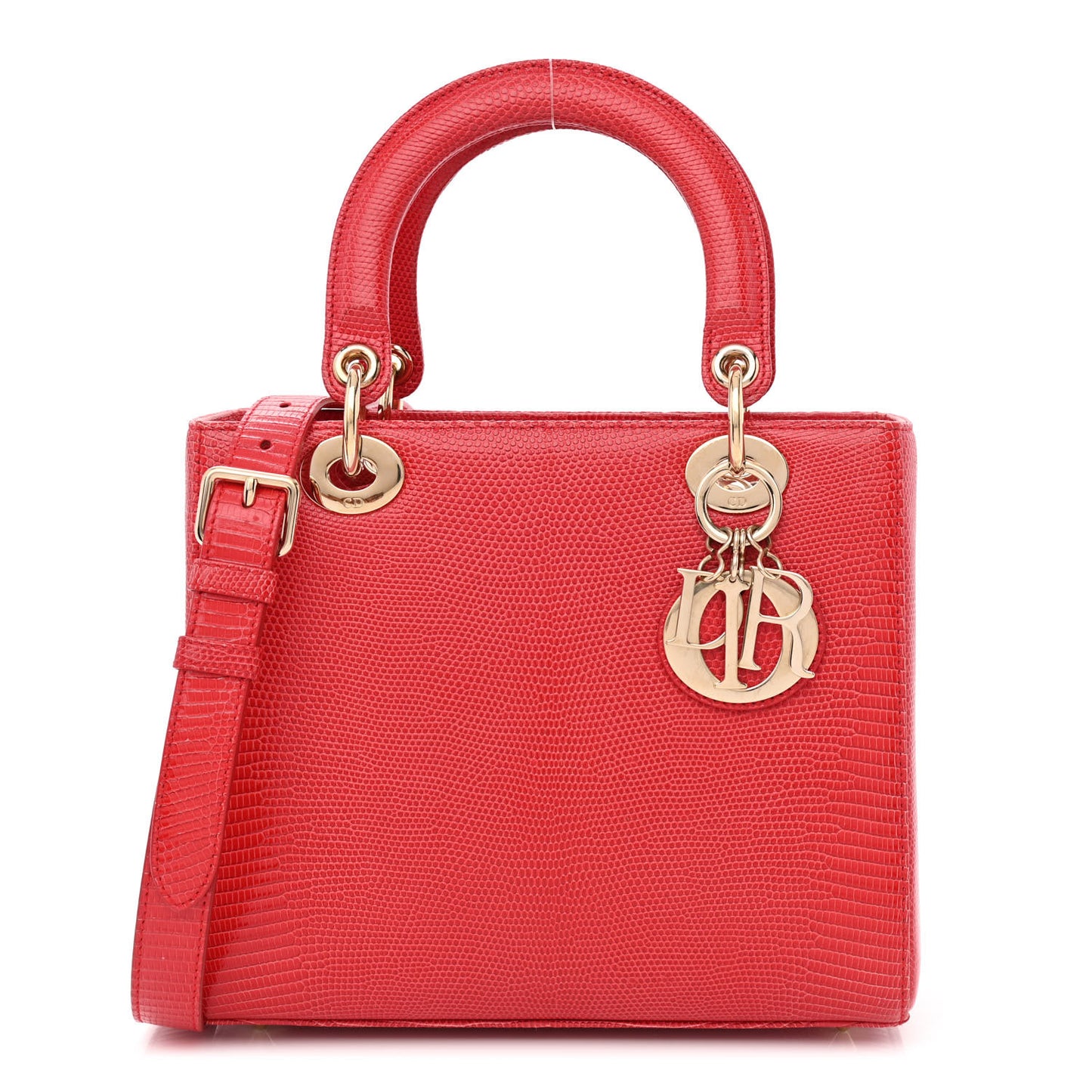 Lizard Medium Lady Dior Red