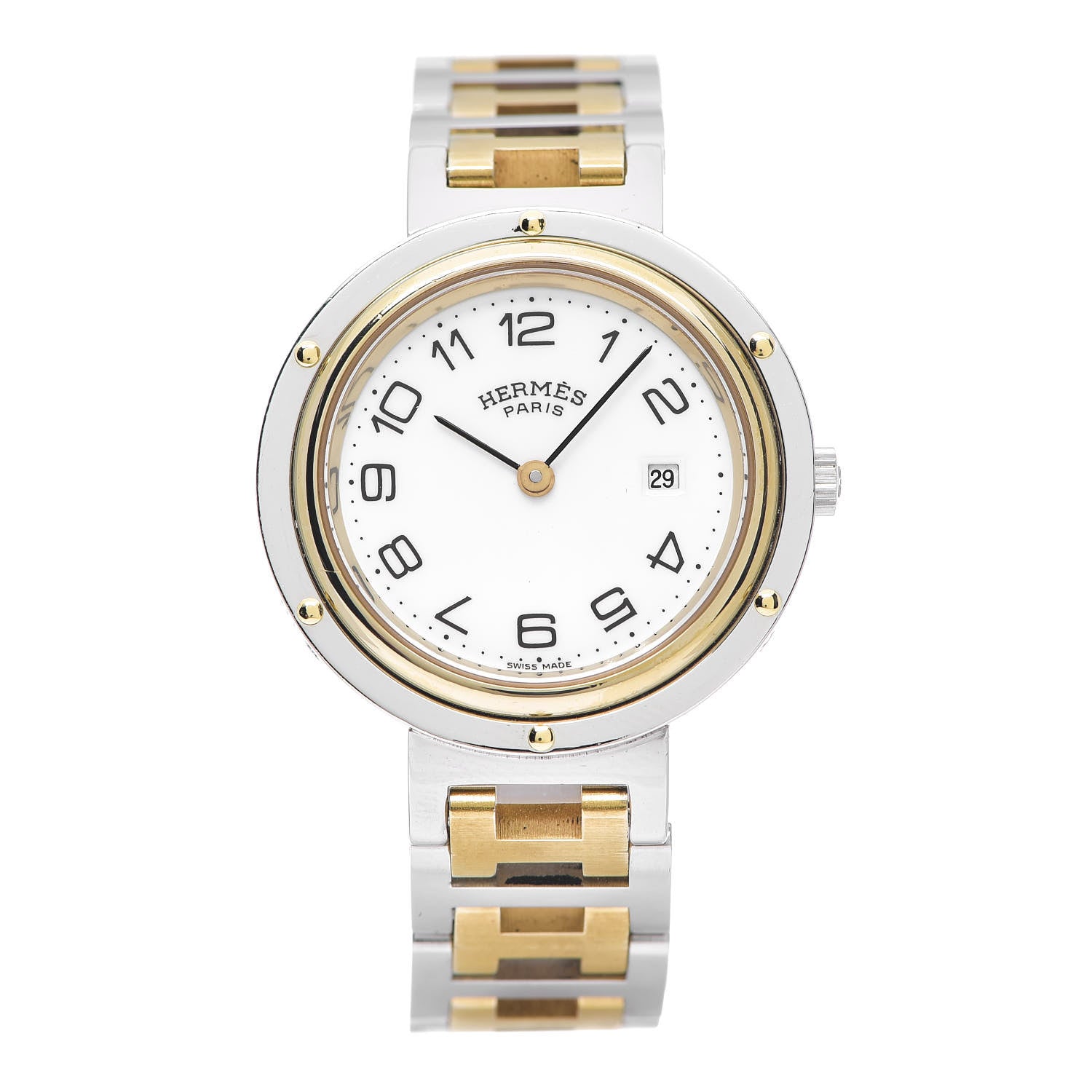 Hermes Stainless Steel 30mm Clipper Quartz Watch Gold 1 of 5