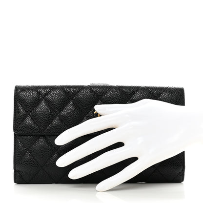 Chanel Caviar Quilted Long Flap Wallet Black 2 of 10