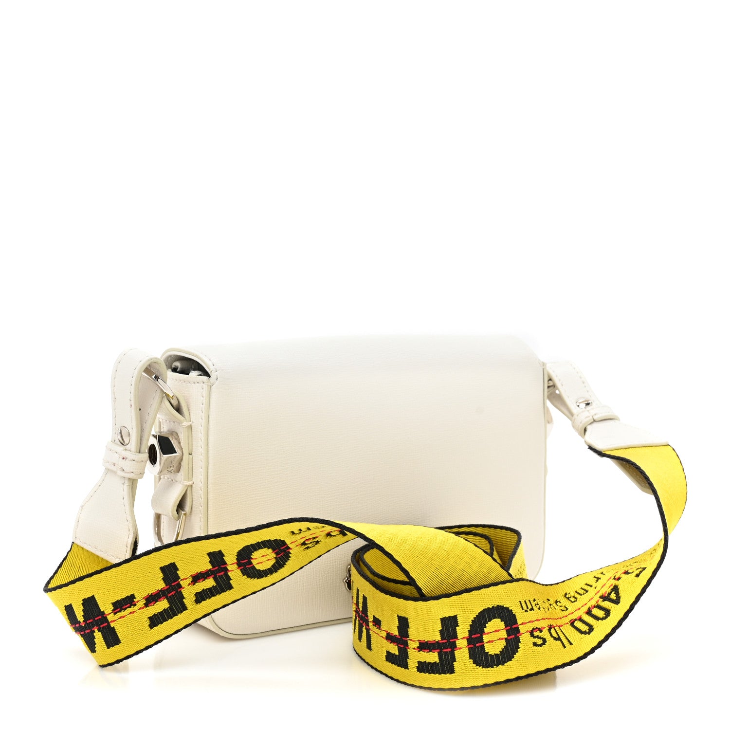 Off-White Saffiano Striped Mini Diag Binder Clip Bag White Black Yellow 3 of 14