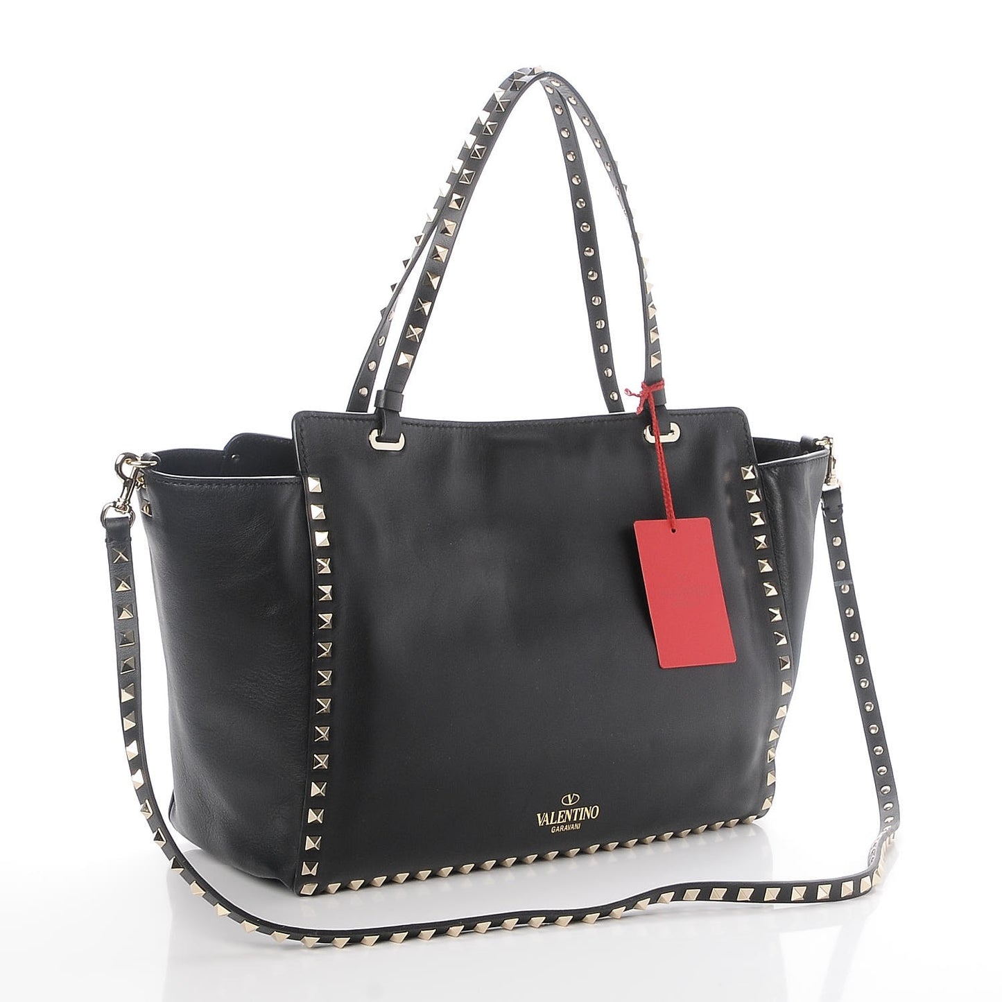 Vitello Medium Rockstud Tote Black