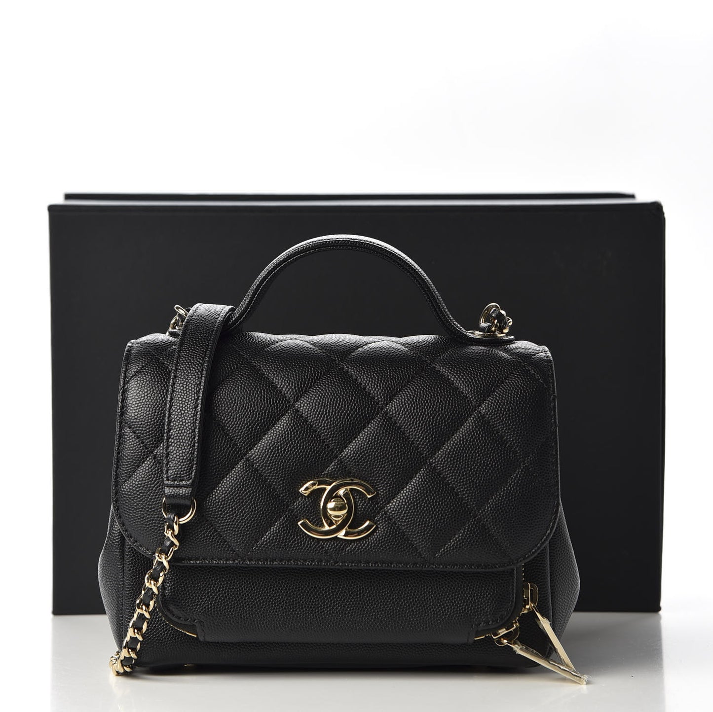 Caviar Quilted Mini Business Affinity Flap Black