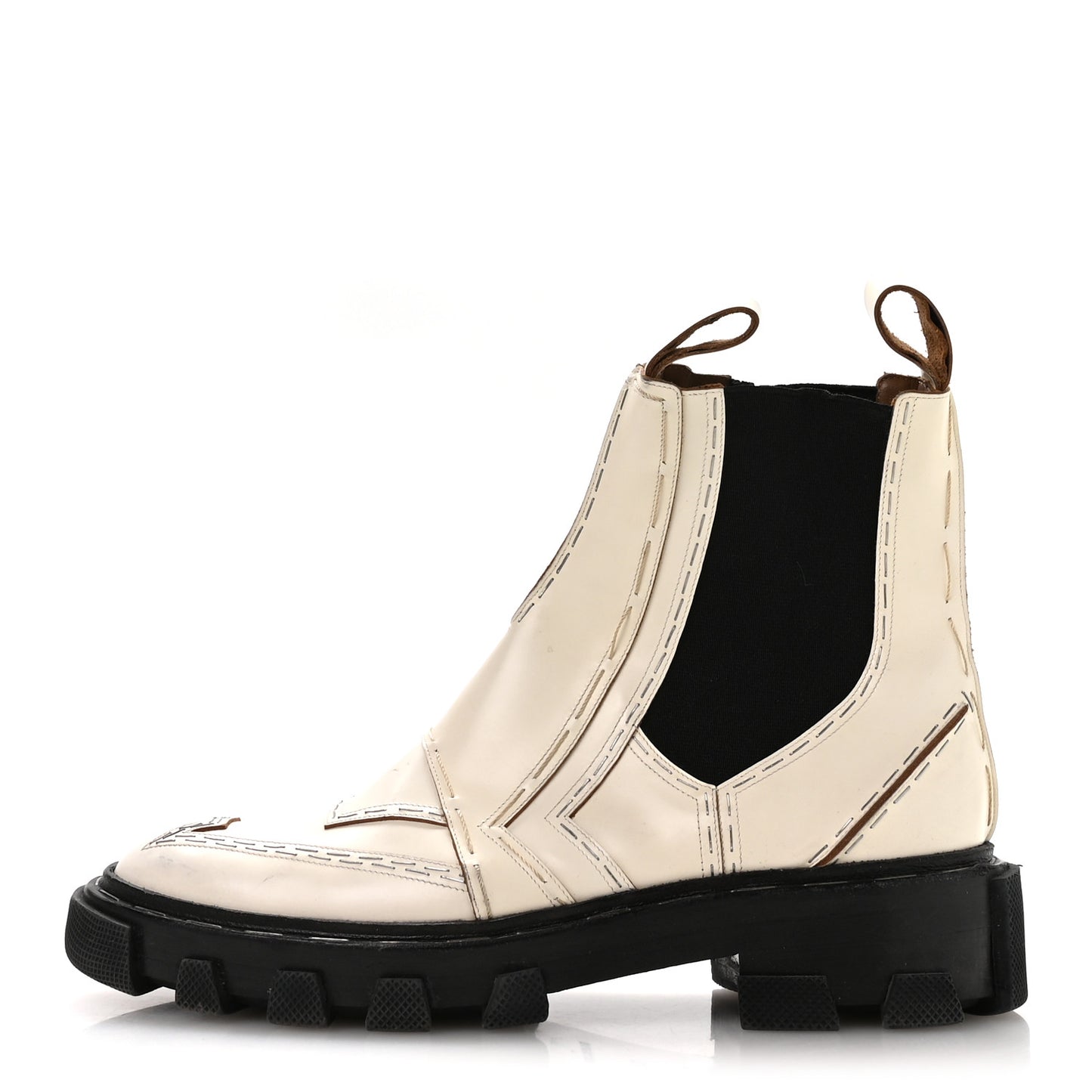 Calfskin Womens Topstitch Chelsea Boots 37.5 White