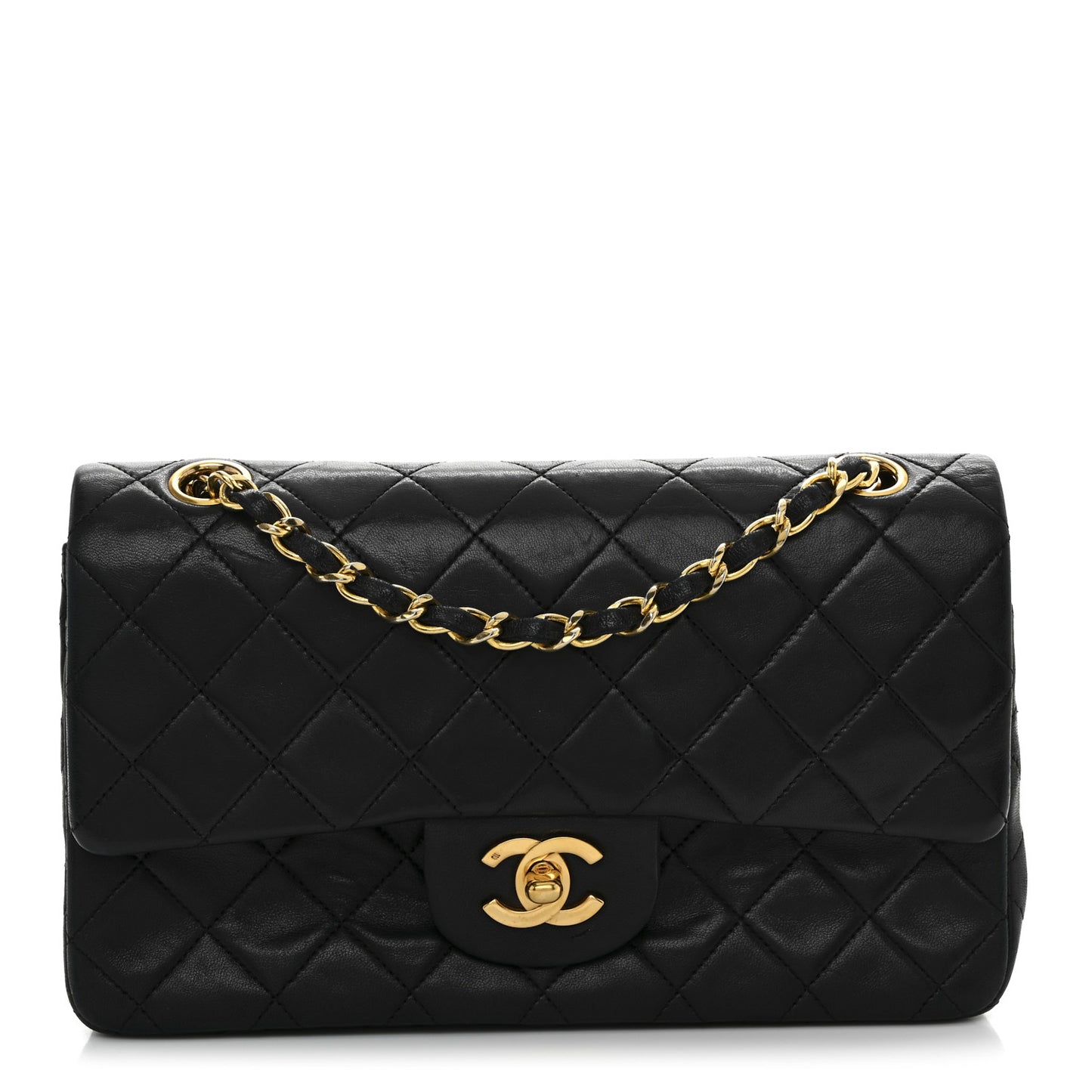 Lambskin Quilted Small Double Flap Black