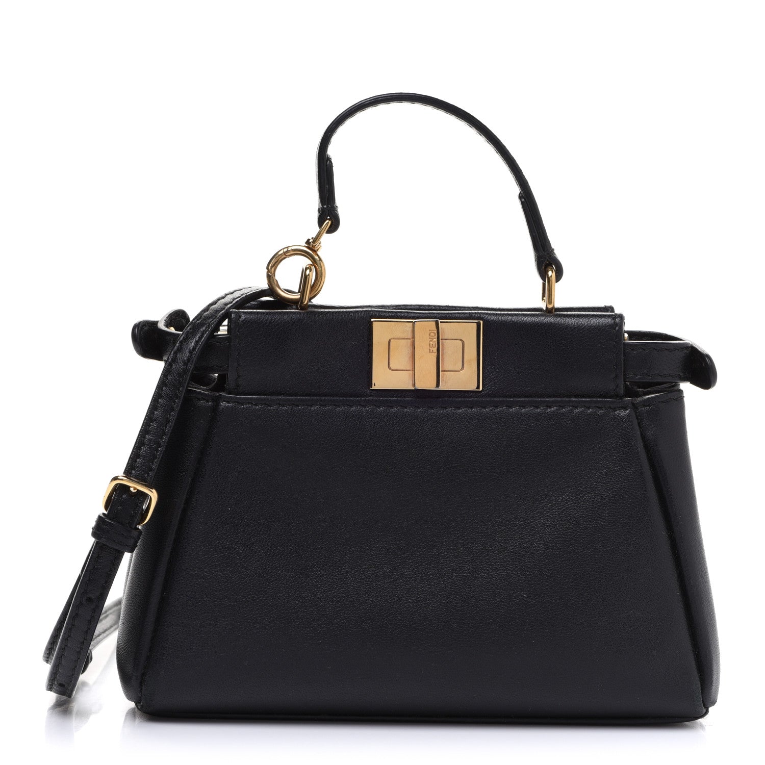 Fendi Nappa Micro Peekaboo Iconic Satchel Black 1 of 15