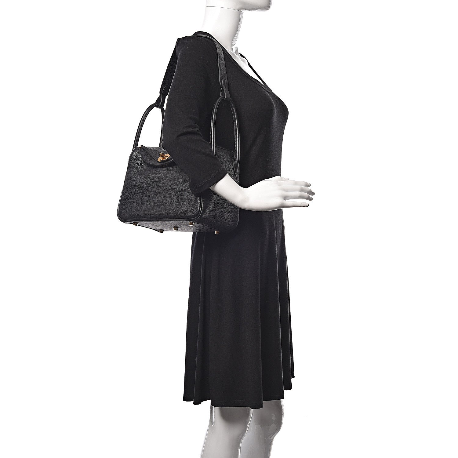 Hermes Taurillon Clemence Lindy 26 Black 2 of 11