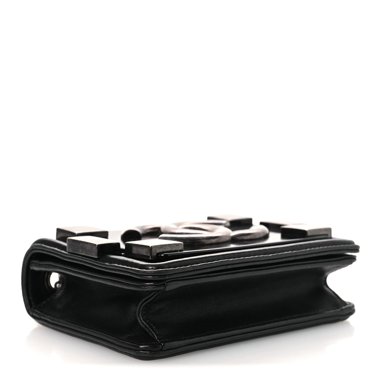 Plexiglass Lambskin Mini Boy Brick Flap Black