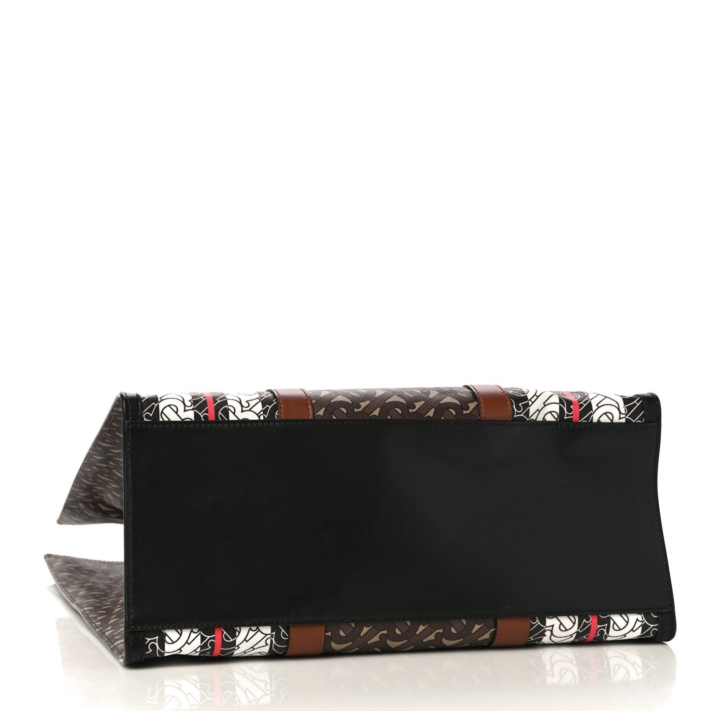 E-Canvas Monogram Stripe Medium Portrait Tote Bag Bridle Brown