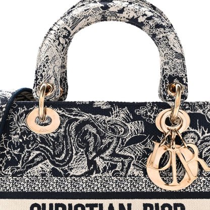 Christian Dior Toile de Jouy Embroidered Medium Lady D-Lite Navy 8 of 11