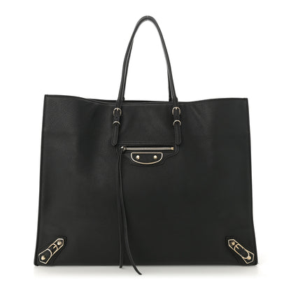 Balenciaga Grained Calfskin Silver Metallic Edge Hardware Papier A4 Tote Black 1 of 14