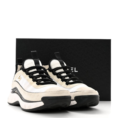 Chanel Fabric Suede Calfskin CC Sneakers 38.5 White Light Grey 11 of 11