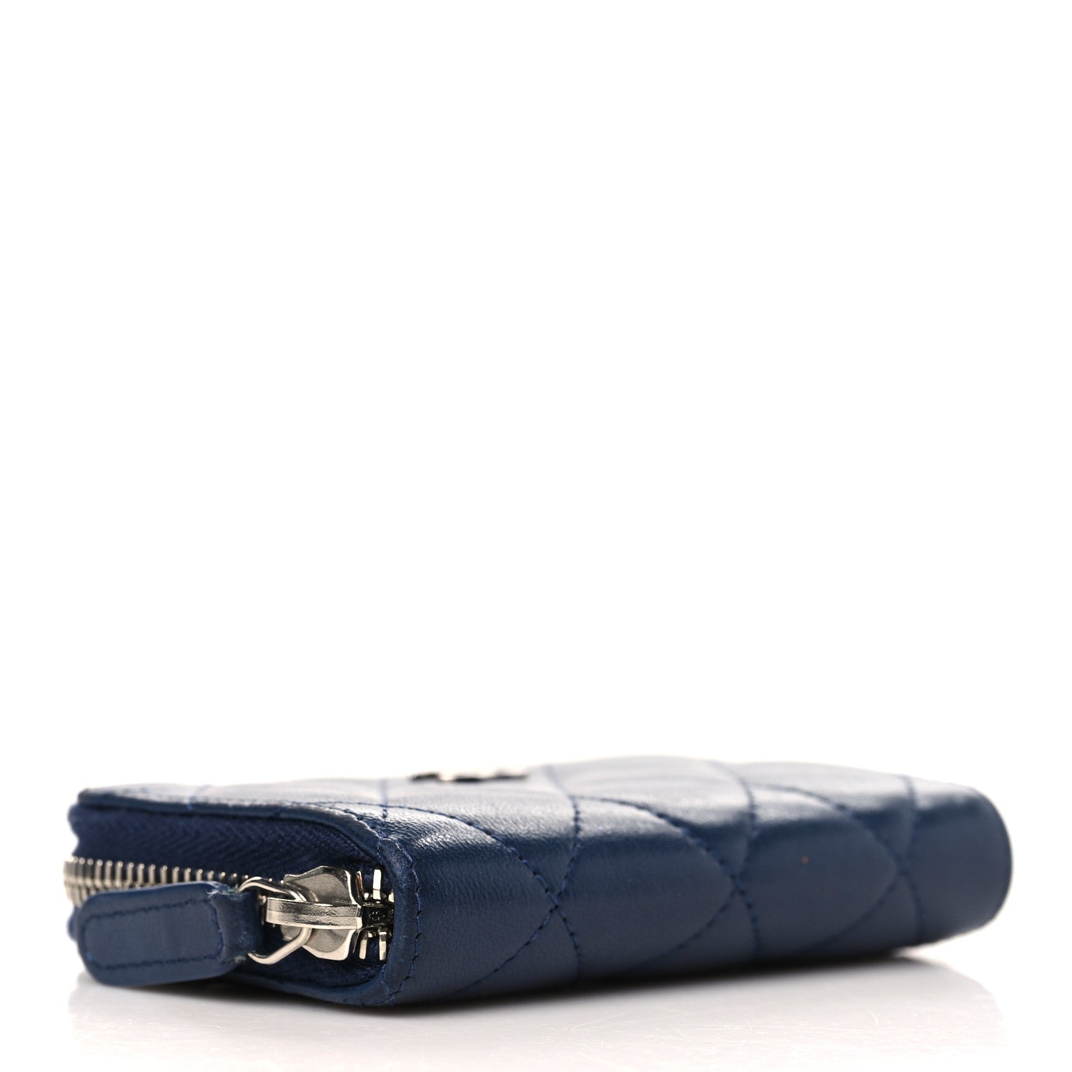 Chanel Lambskin Quilted Zip Coin Purse Dark Blue 4 of 8
