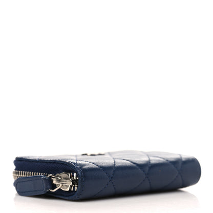 Chanel Lambskin Quilted Zip Coin Purse Dark Blue 4 of 8