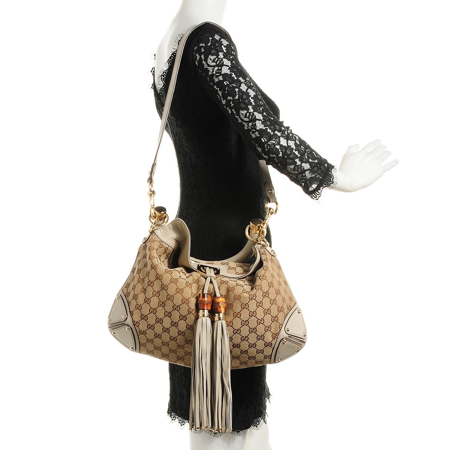 Gucci Monogram Medium Indy Top Handle Hobo Off White 2 of 7