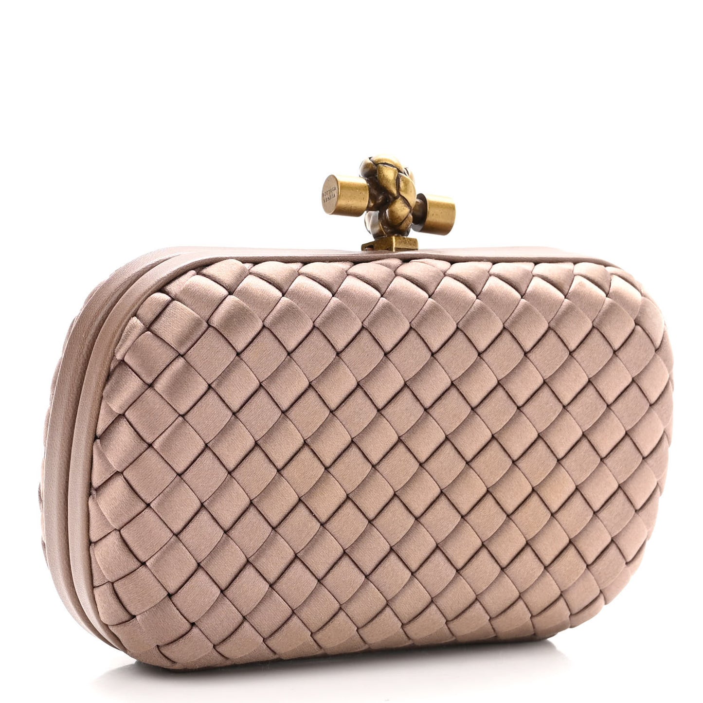 Satin Intrecciato Knot Clutch Nude