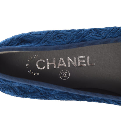 Chanel Velvet Grosgrain Cap Toe Ballerina Flats 36.5 Navy Black 6 of 8