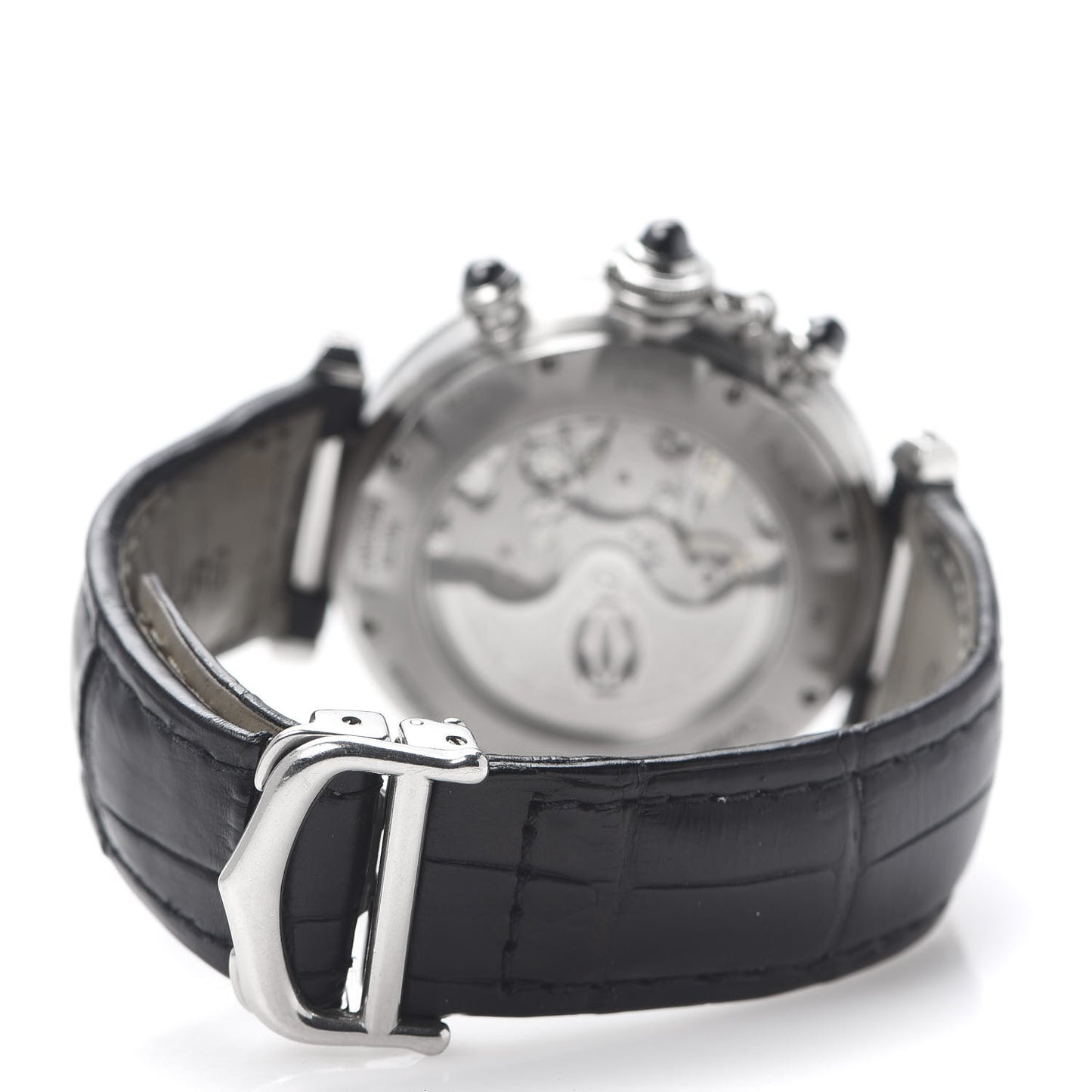 Stainless Steel Alligator 38mm Pasha C Chronograph Automatic Watch Black