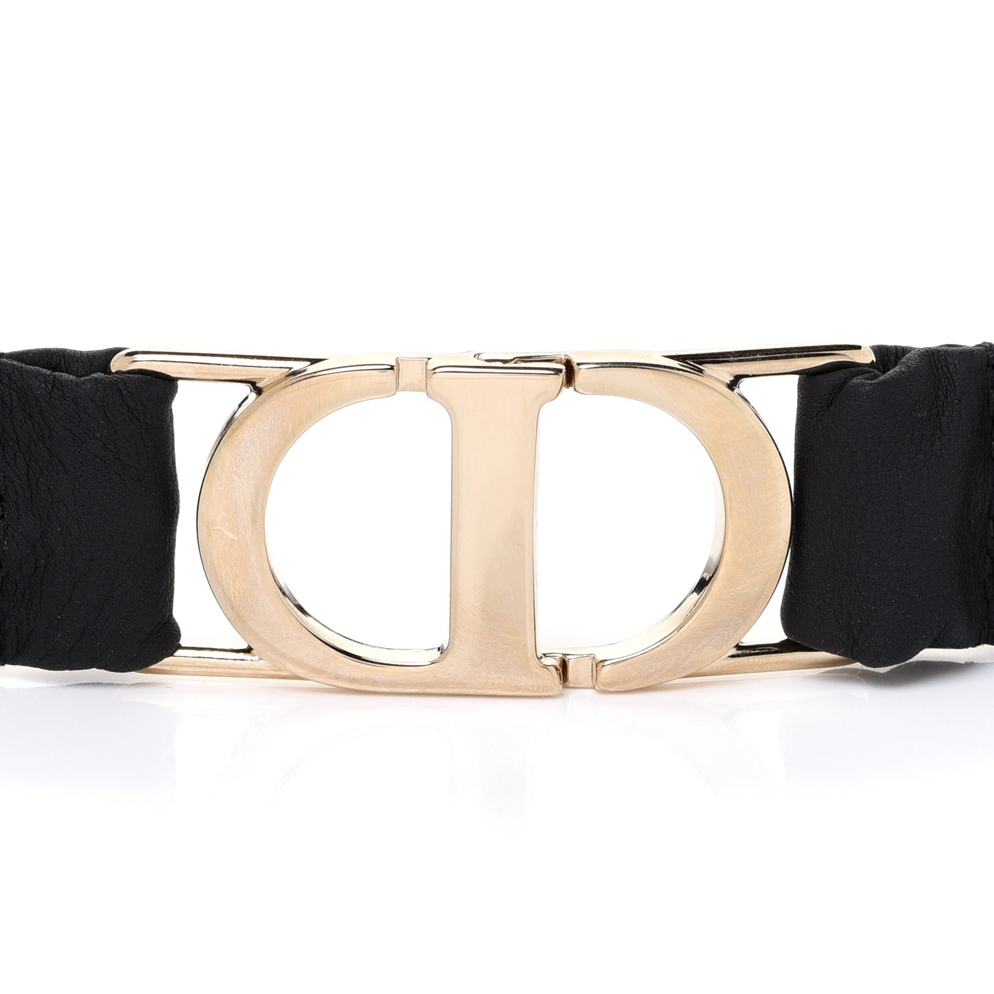 Pleated Lambskin 20mm 30 Montaigne Stretch Belt M Black
