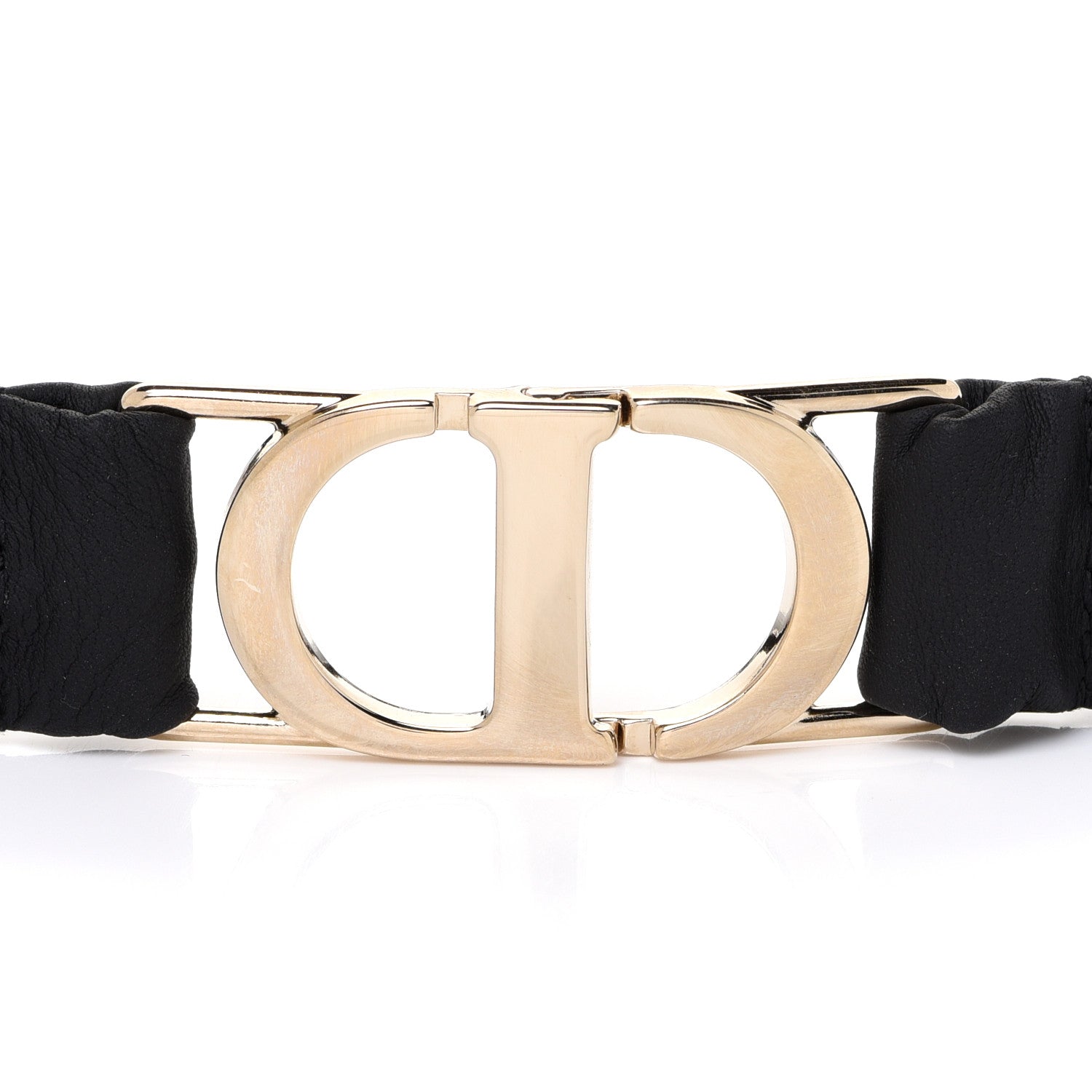 Christian Dior Pleated Lambskin 20mm 30 Montaigne Stretch Belt M Black 4 of 6