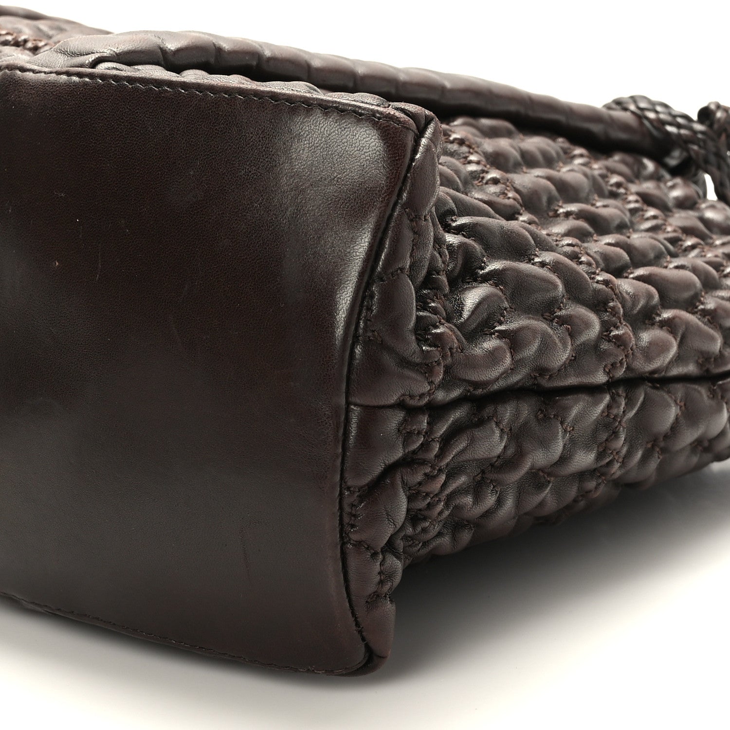 Chanel Wrinkled Lambskin Hidden Chain Small Tote Brown 9 of 9