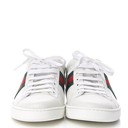 Gucci Calfskin Web Bee Embroidered Womens Ace Sneakers 37.5 White Green 2 of 9