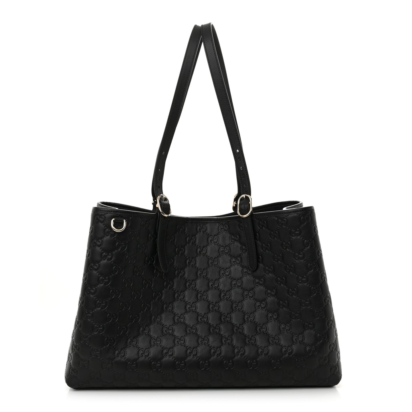 GG Calfskin Embossed Calfskin Large Tote Bag Black