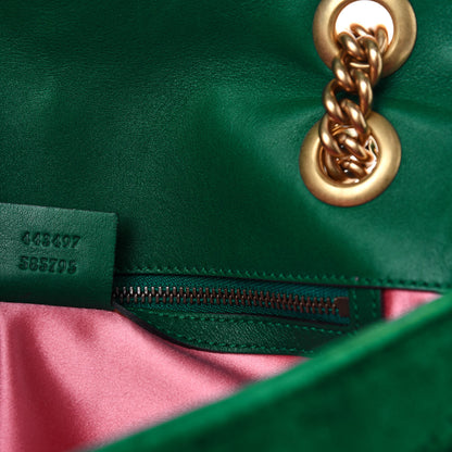 Gucci Velvet Matelasse Small GG Marmont Shoulder Bag Emerald 7 of 10