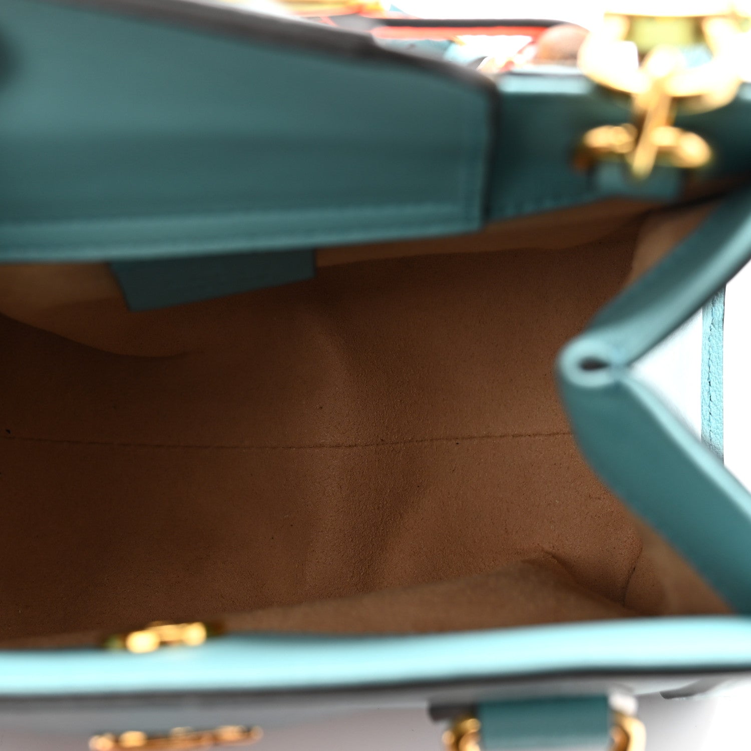Gucci Wonka Grain Calfskin Mini Diana Tote Bag Dusty Azure Orange Fluo 5 of 10