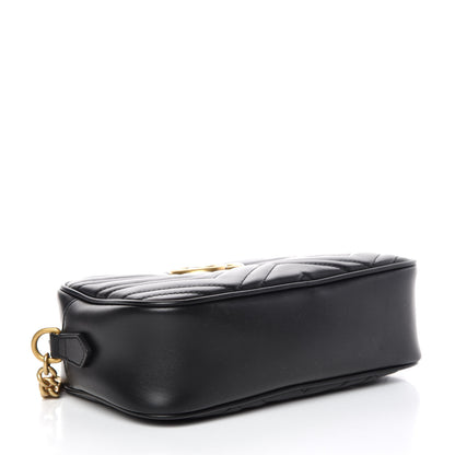 Gucci Calfskin Matelasse Small GG Marmont Chain Shoulder Bag Black 4 of 9