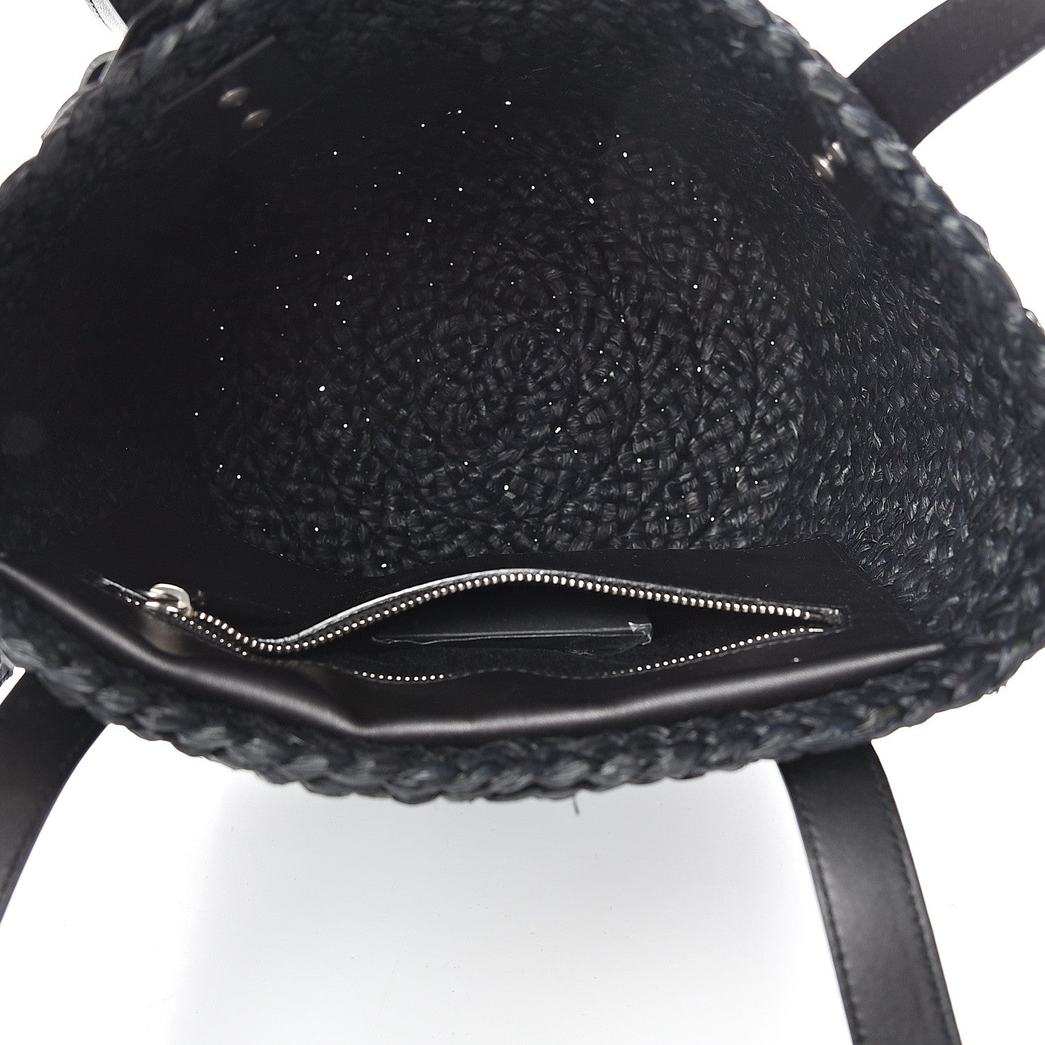Saint Laurent Raffia Calfskin Small Panier Tote Black 4 of 9