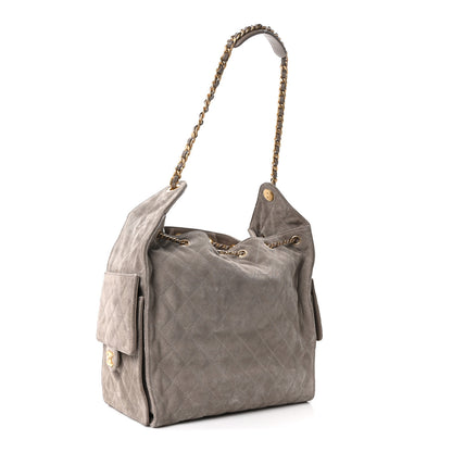 Chanel Suede Quilted Medium Chanel 25 Handbag Grey 4 of 11