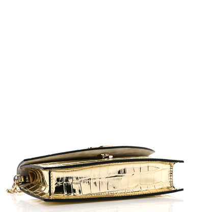 Christian Louboutin Metallic Calfskin Alligator Embossed Elisa Baguette Paltine 4 of 8