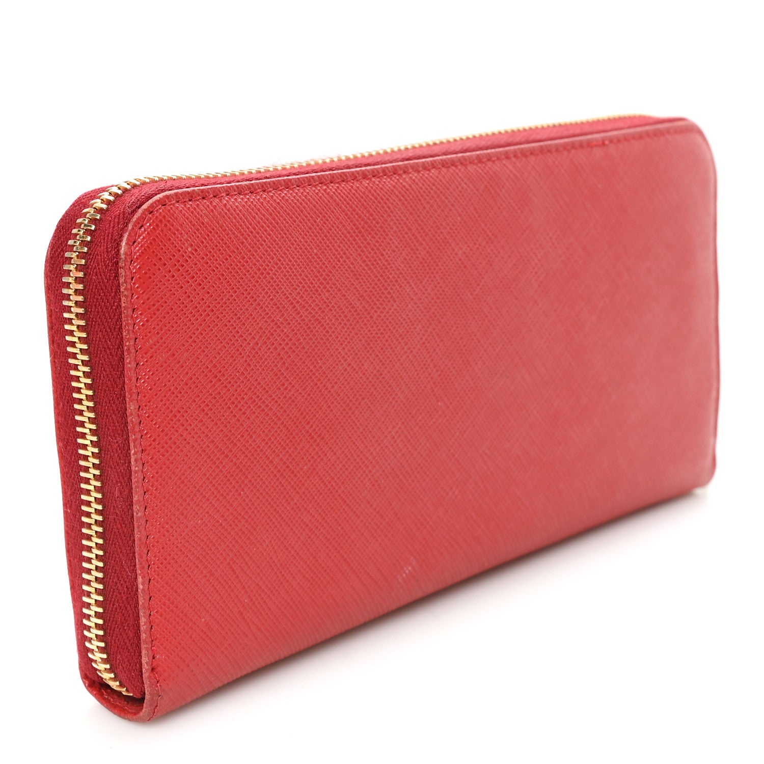 Prada Saffiano Metal Zip Around Wallet Rosso 3 of 6