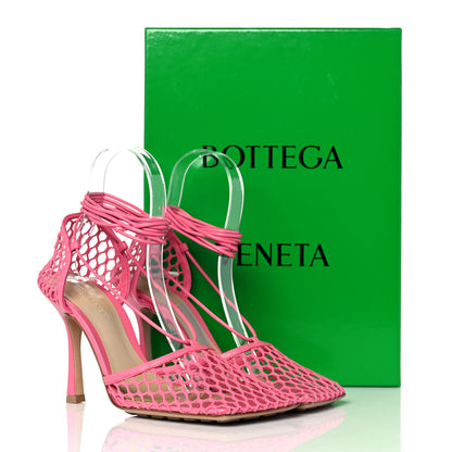 Bottega Veneta Mesh Nappa Stretch Ankle Tie 90mm Sandals 38.5 Azalea 8 of 8