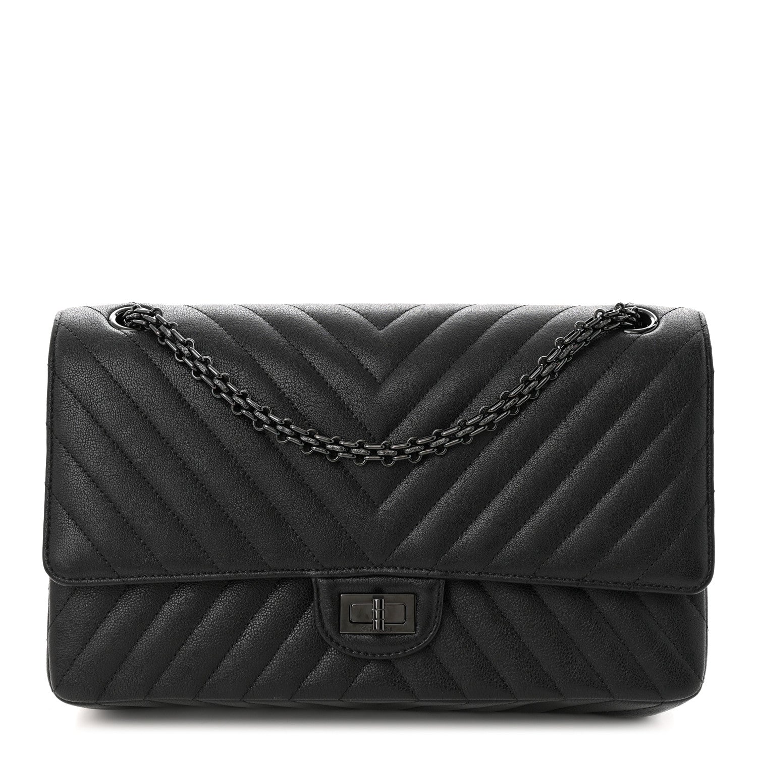 Chanel Sheepskin Chevron Quilted 2.55 Reissue 226 Flap So Black 1 of 12