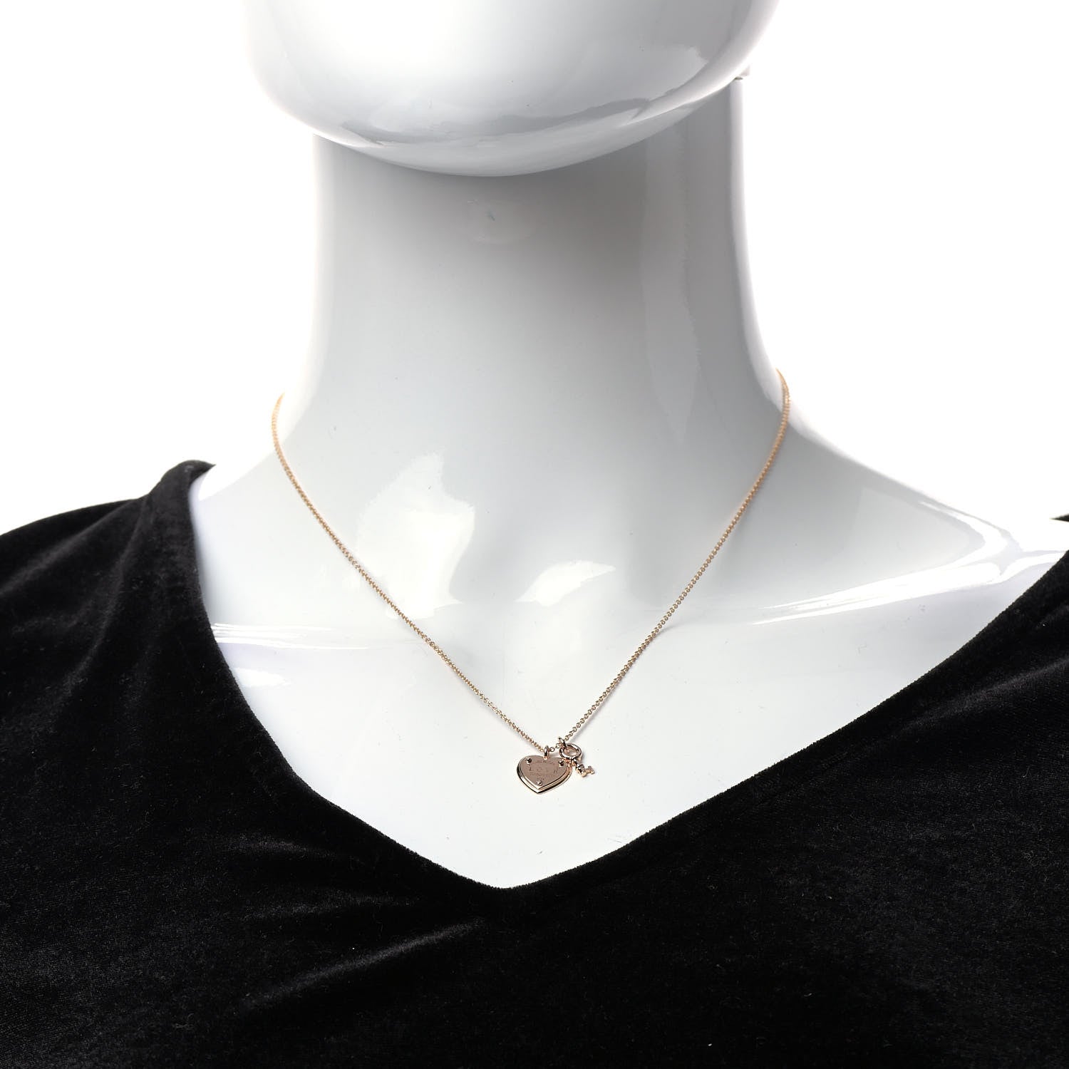 Tiffany 18K Rose Gold Return To Tiffany Love Heart Tag Key Necklace 2 of 6