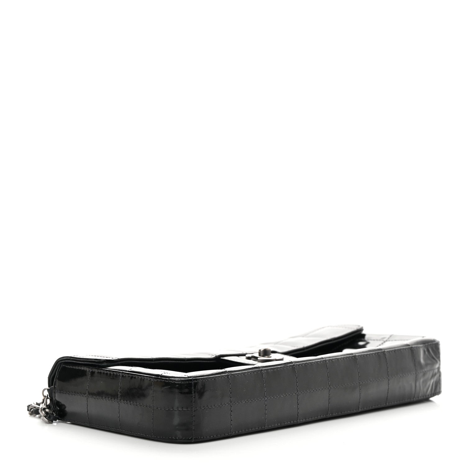 Chanel Patent Quilted East West Chocolate Bar Flap Black 3 of 14