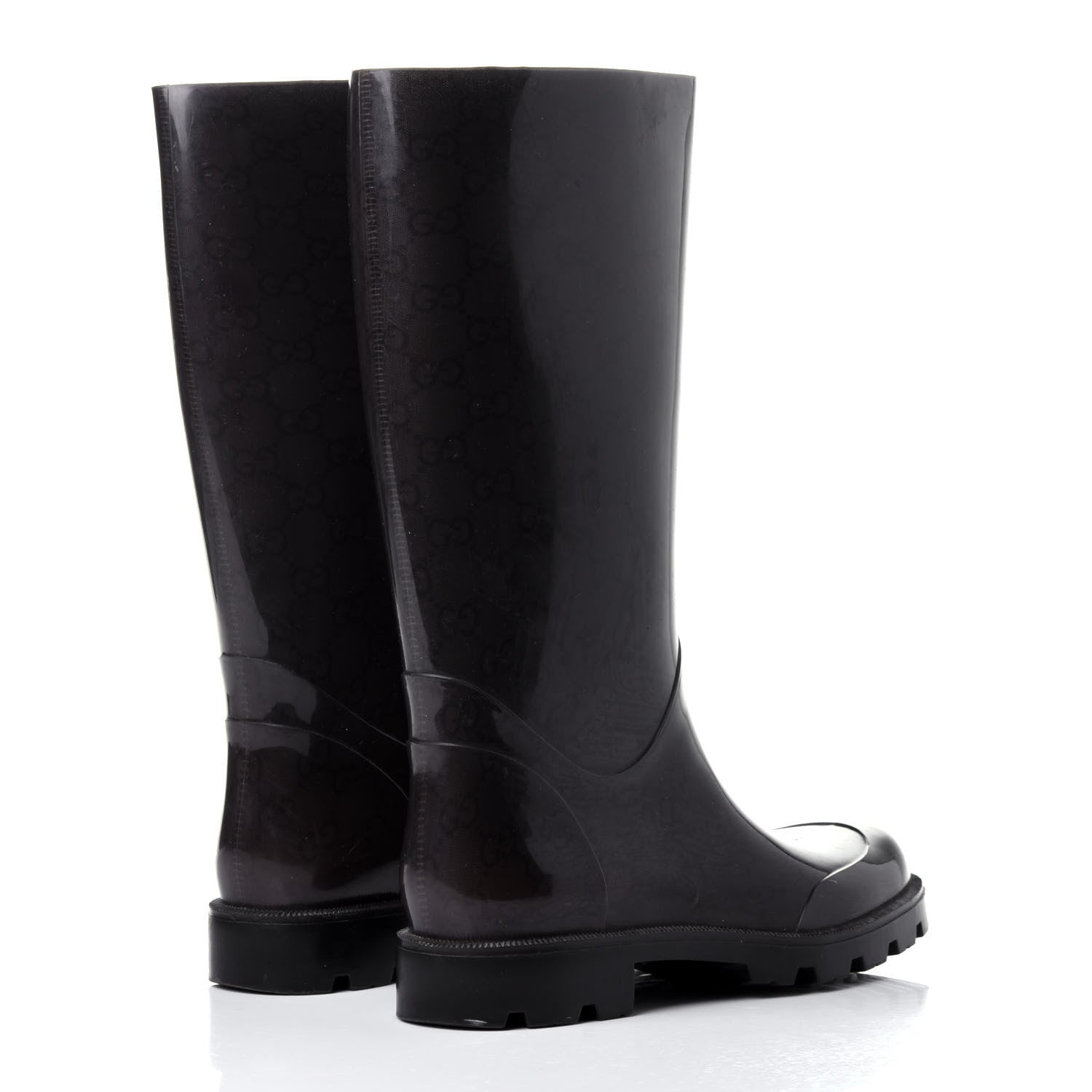 Gucci Rubber Monogram Rain Boots 37 Black 4 of 8