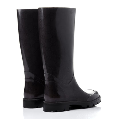 Gucci Rubber Monogram Rain Boots 37 Black 4 of 8