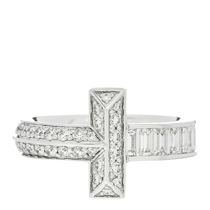 Tiffany 18K White Gold Diamond T T1 Baguette Ring 54 7 1 of 6