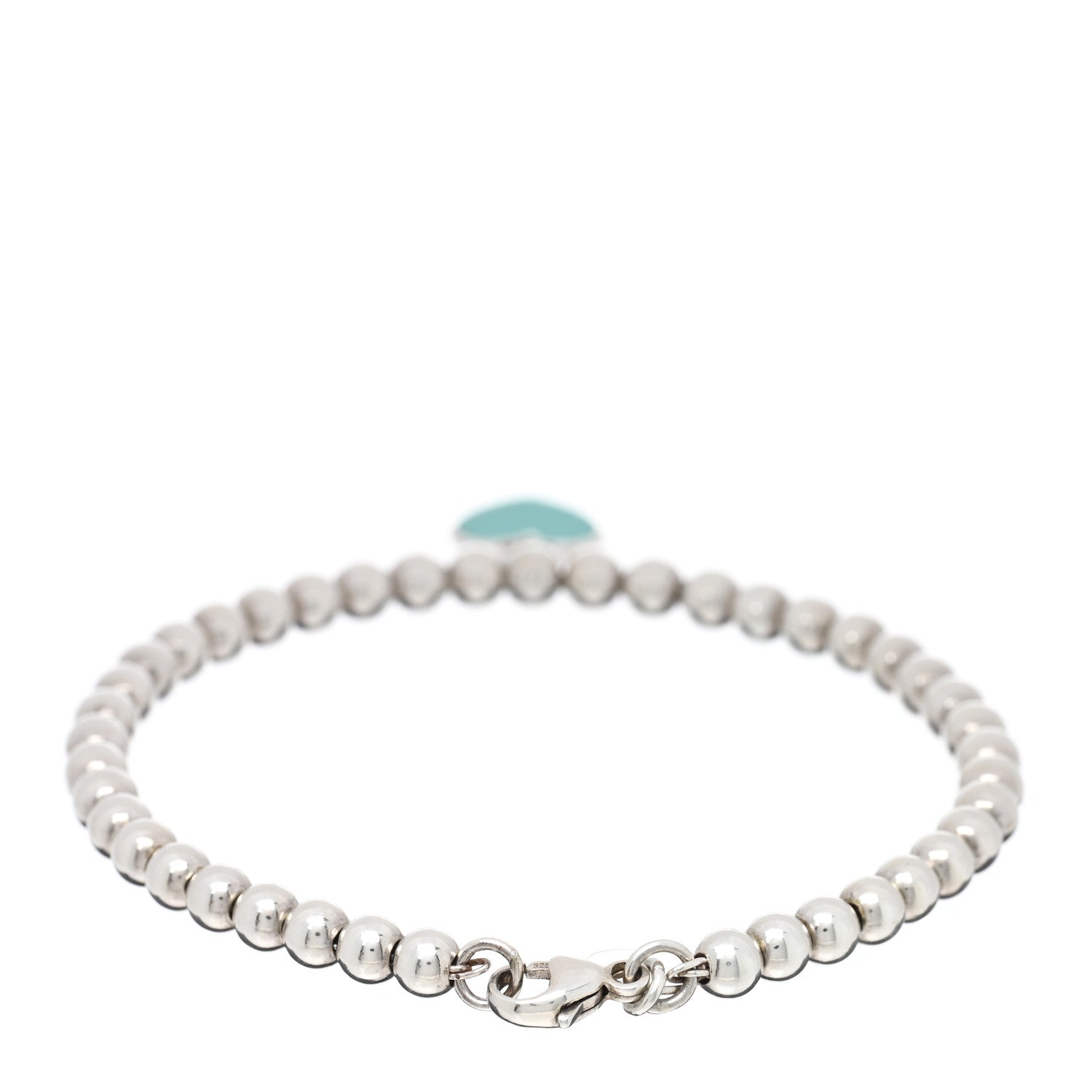 Tiffany Sterling Silver Enamel 4mm Return To Tiffany Heart Tag Bead Bracelet Blue 2 of 3
