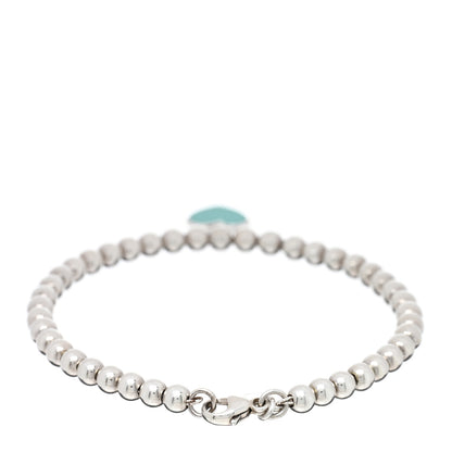 Tiffany Sterling Silver Enamel 4mm Return To Tiffany Heart Tag Bead Bracelet Blue 2 of 3